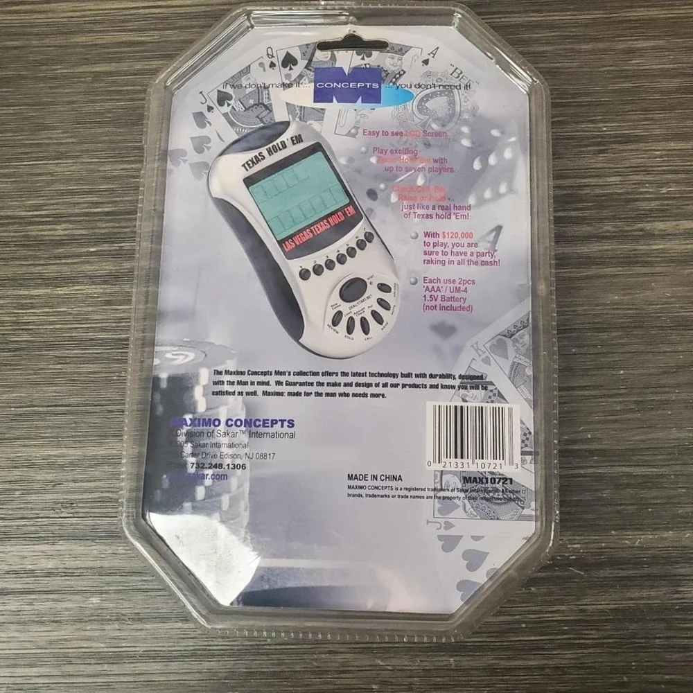 Las Vegas Texas Hold Em Maximo Handheld Electronic Video Poker Game 7 Player NOS